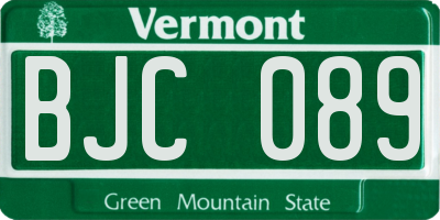 VT license plate BJC089