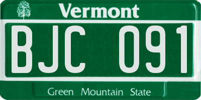 VT license plate BJC091