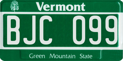 VT license plate BJC099