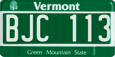 VT license plate BJC113