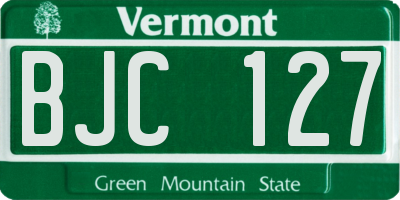 VT license plate BJC127
