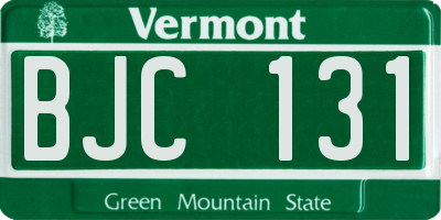 VT license plate BJC131