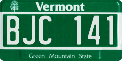 VT license plate BJC141