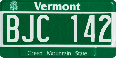 VT license plate BJC142