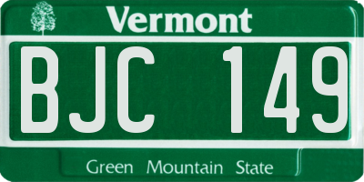 VT license plate BJC149