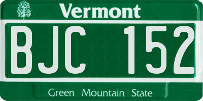 VT license plate BJC152