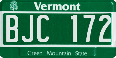VT license plate BJC172