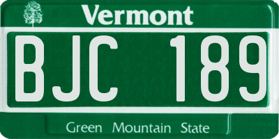 VT license plate BJC189