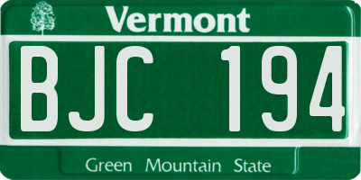 VT license plate BJC194