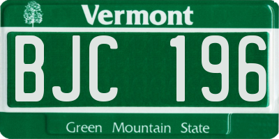 VT license plate BJC196