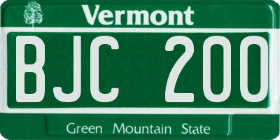 VT license plate BJC200