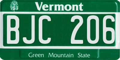 VT license plate BJC206