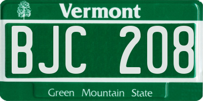 VT license plate BJC208