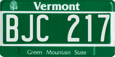 VT license plate BJC217