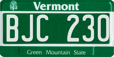 VT license plate BJC230