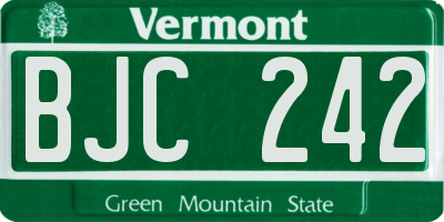 VT license plate BJC242