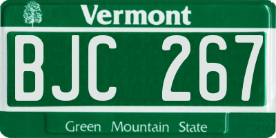 VT license plate BJC267