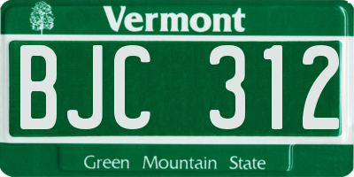VT license plate BJC312