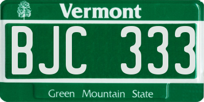 VT license plate BJC333