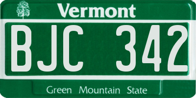 VT license plate BJC342