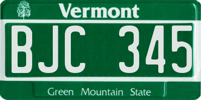 VT license plate BJC345