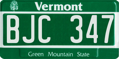 VT license plate BJC347