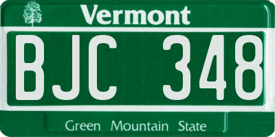 VT license plate BJC348