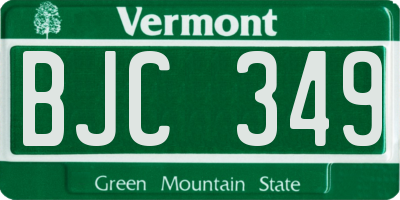 VT license plate BJC349