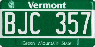 VT license plate BJC357