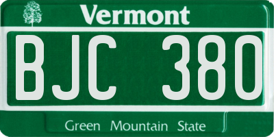 VT license plate BJC380