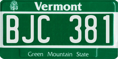 VT license plate BJC381