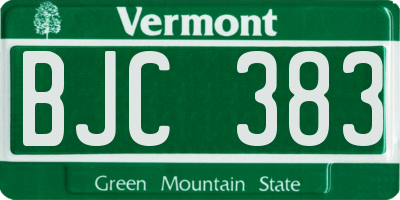 VT license plate BJC383