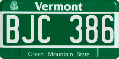 VT license plate BJC386