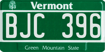 VT license plate BJC396