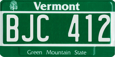 VT license plate BJC412