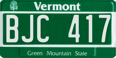 VT license plate BJC417