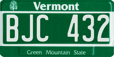 VT license plate BJC432