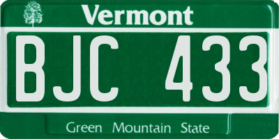 VT license plate BJC433
