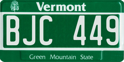 VT license plate BJC449