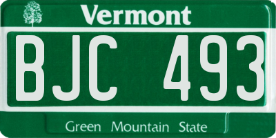 VT license plate BJC493