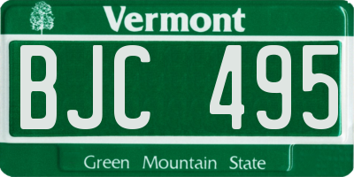 VT license plate BJC495