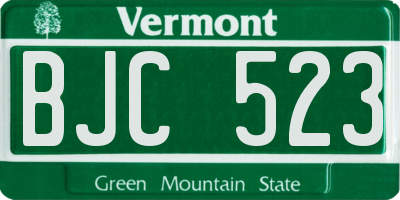 VT license plate BJC523