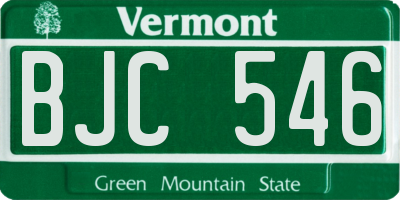 VT license plate BJC546