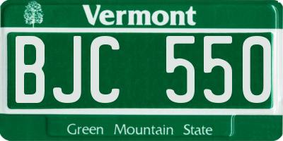 VT license plate BJC550