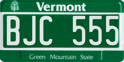 VT license plate BJC555