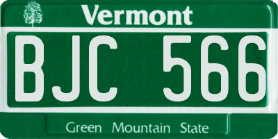 VT license plate BJC566