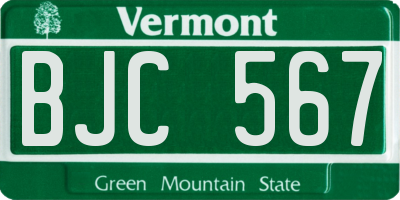VT license plate BJC567