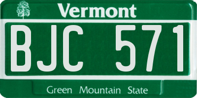 VT license plate BJC571