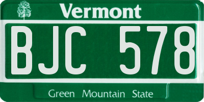 VT license plate BJC578