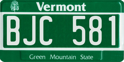 VT license plate BJC581